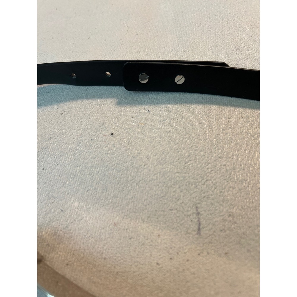 DKNY Womens Black Leather Metal Plate Statement Belt Silver Hardware Y2K Size 10 - Picture 5 of 13